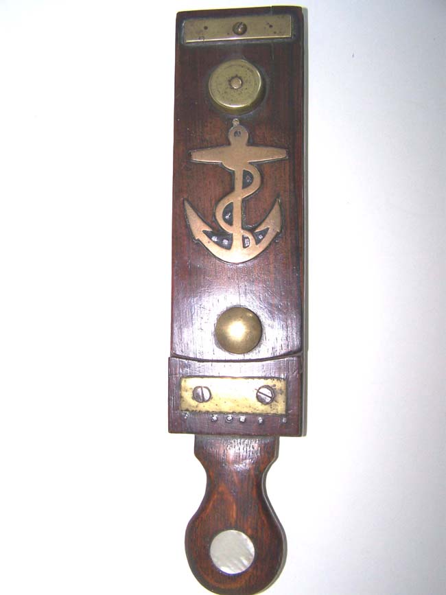 A Rare Sailor Made carved oak, mother-of-pearl and brass inlaid Razor Box circa 1850 and illustrated in JACK TAR, A Sailor's Life 1750-1910, by J. Welles Henderson. — image 2